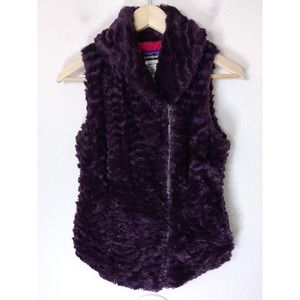 Patagonia Dark Purple Faux Fur Pelage Fleece Zip Up Asymmetrical Vest Size XS